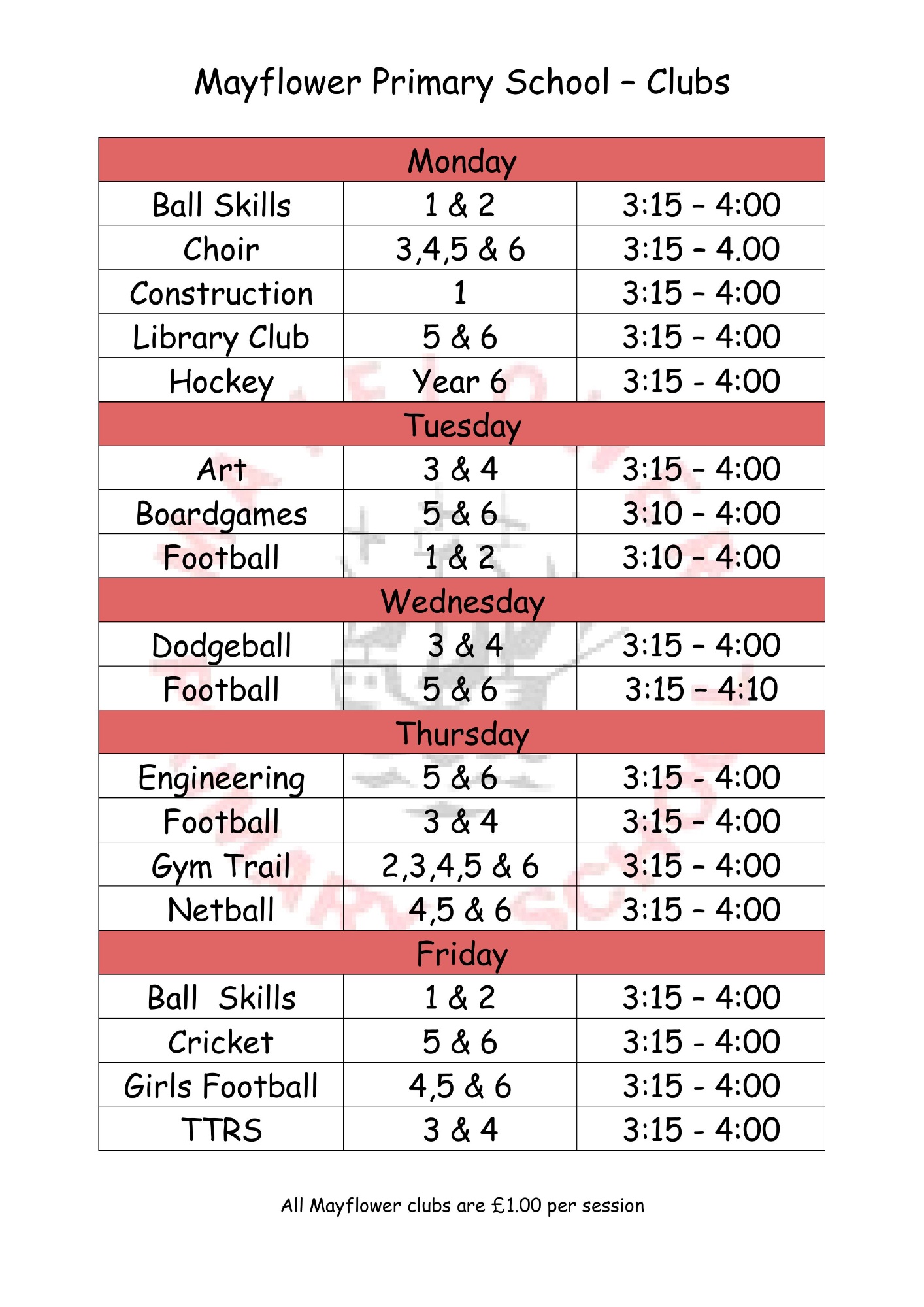 After School Clubs at Mayflower Primary School